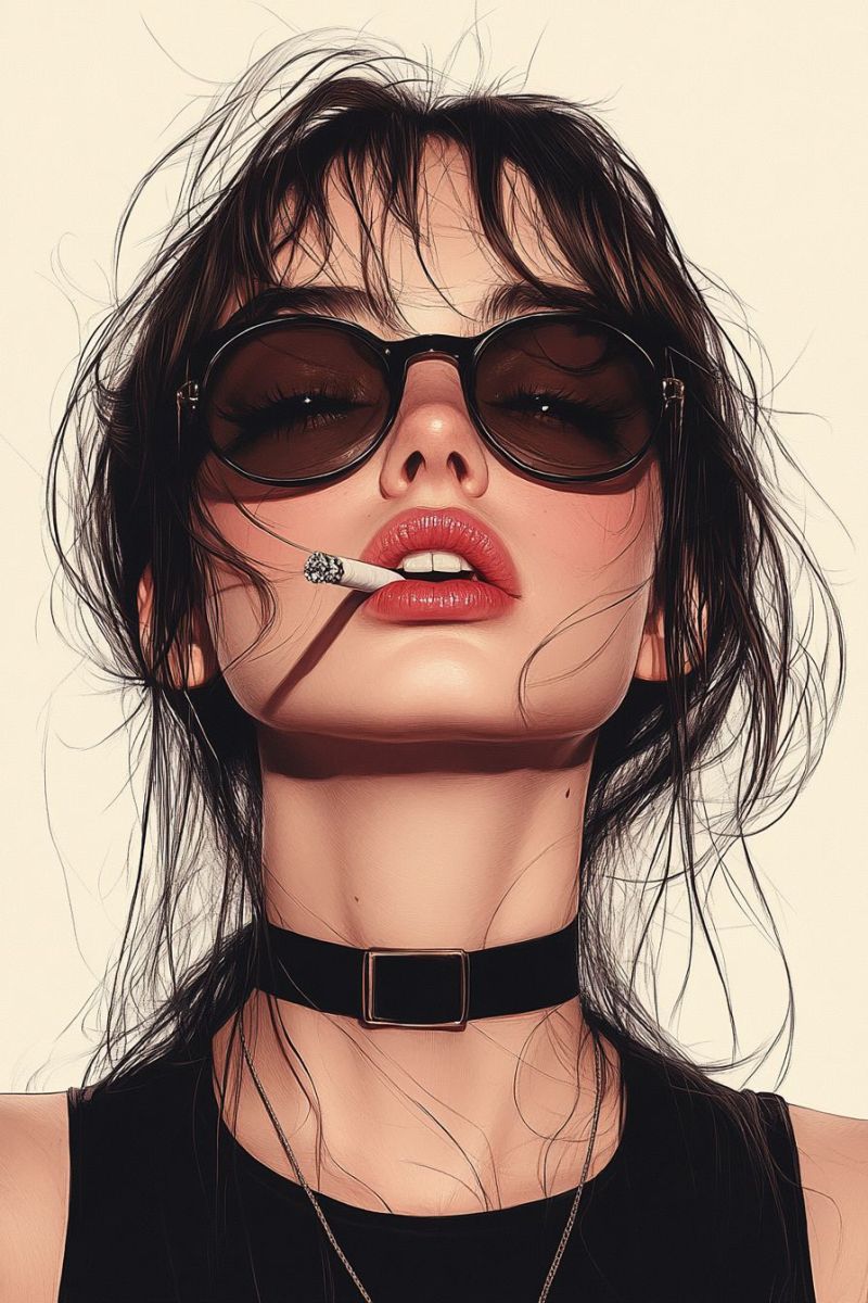 Ace rock girl sunglasses smoking cigarette illustr accurate picture amazing demonstrating the mischiefs wild of human activities on la ace rock girl sunglasses smoking cigarette illustr