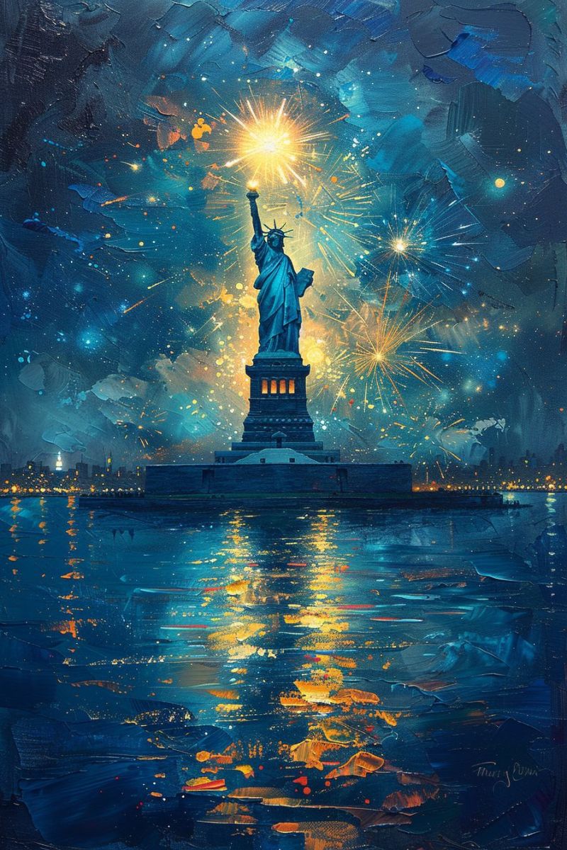 Fireworks statue liberty new york painted van accurate picture amazing demonstrating the mischiefs wild of human activities on la fireworks statue liberty new york painted van