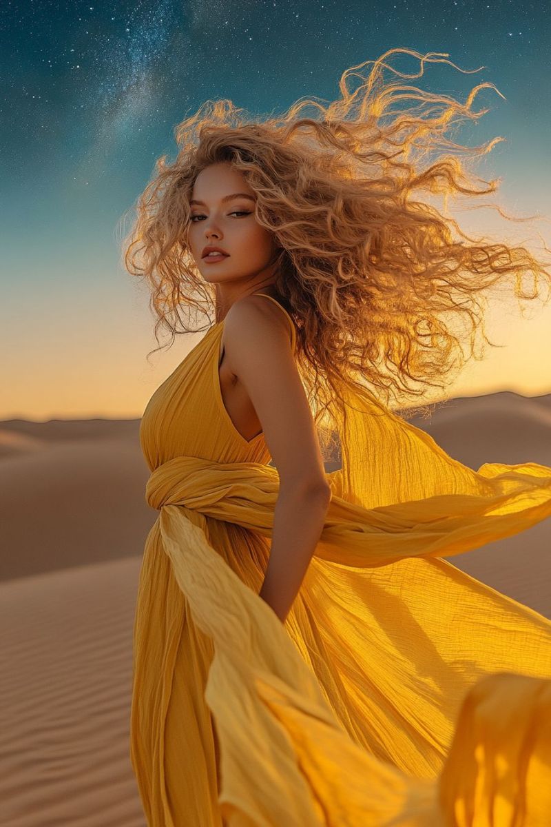 Curly blonde girl in desert curly blonde girl in desert