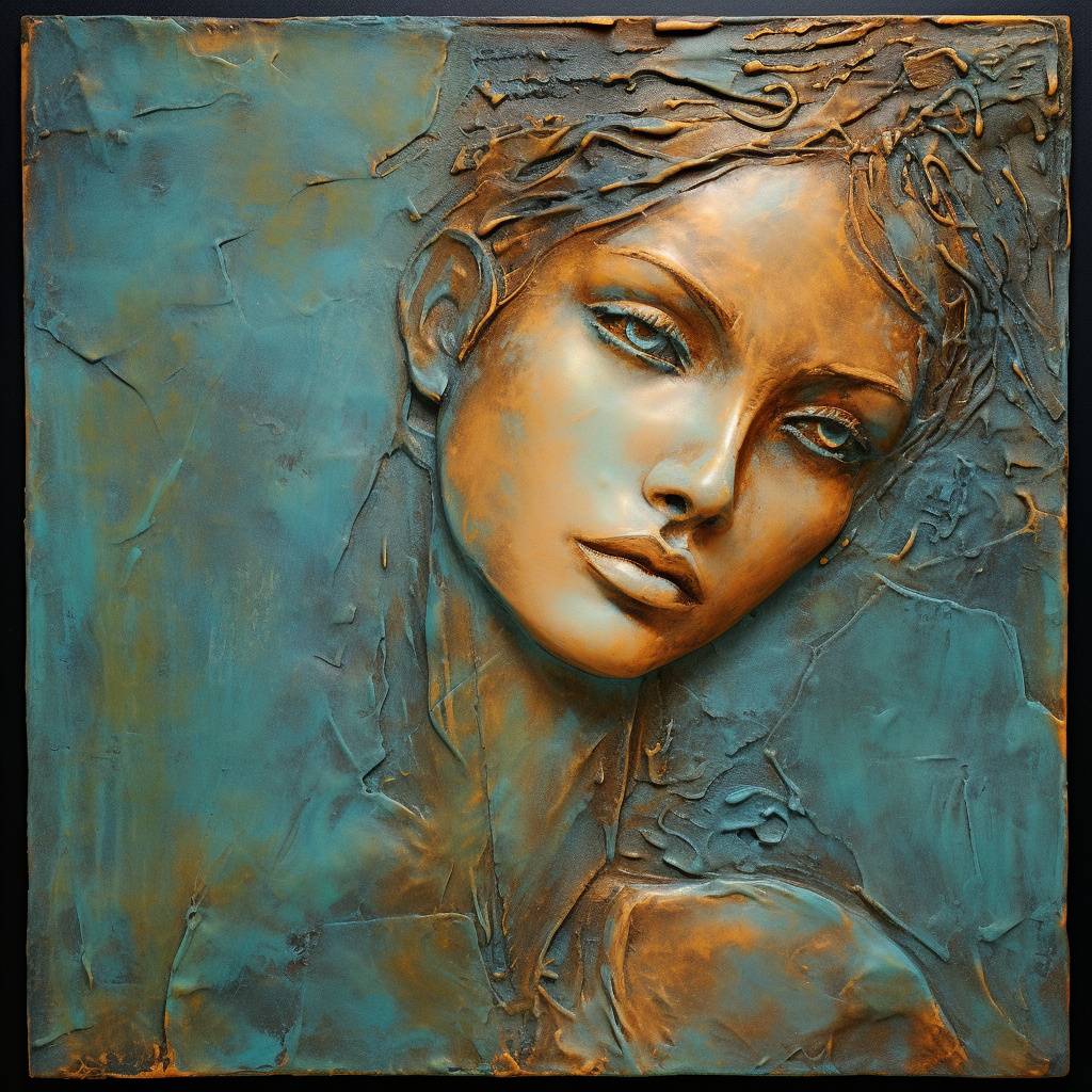 Pretty woman portrait bas relief sculpture oxidized bronze pretty woman portrait bas relief sculpture oxidized bronze