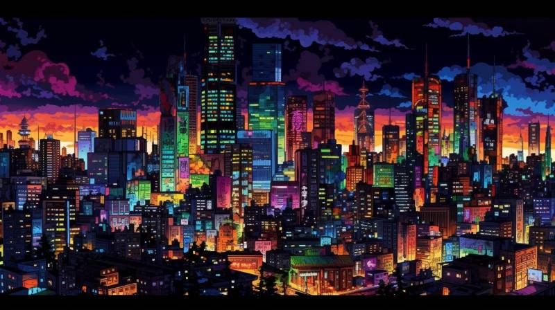 Neon illustration colorful tokyos skyline is presen surprennante photographie splendide montrant les effets sauvage de la nature sur la neon illustration colorful tokyos skyline is presen