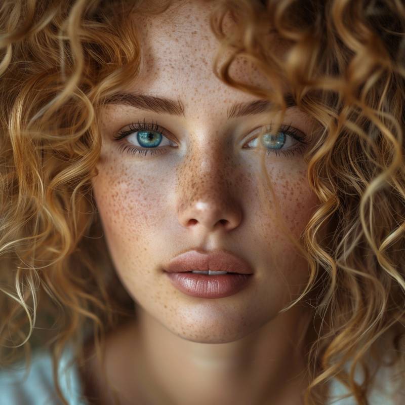 Women portrait curly hairs freckles image accurate picture amazing demonstrating the mischiefs wild of human activities on la  women portrait curly hairs freckles