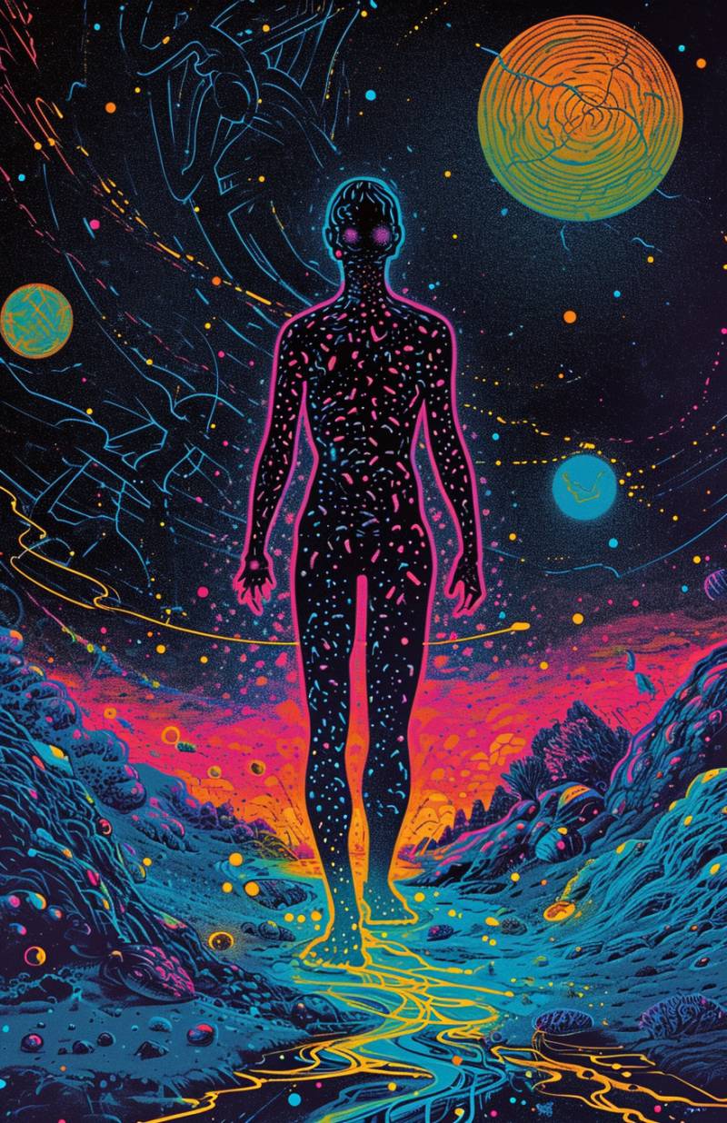 S style black light poster art psychedelic star travele accurate picture amazing demonstrating the mischiefs wild of human activities on la  s style black light poster art psychedelic star travele