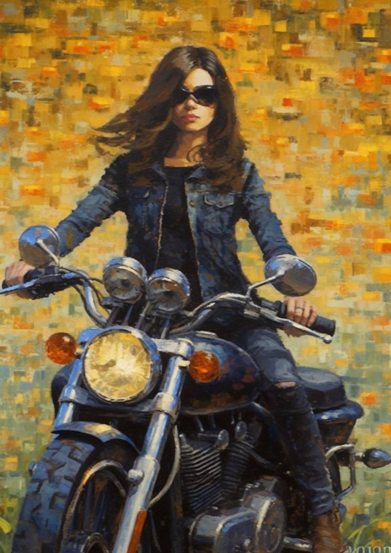 Ivy   goth young lady on motorcycle painting vincent van astounding picture accurate showing the state of wild of global warming on la ivy   goth young lady on motorcycle painting vincent van