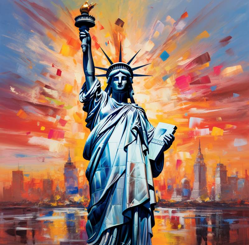 Statue liberty pop art painting statue liberty pop art painting