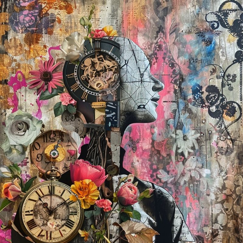 Painting mannequin clock flowers image picture accurate picture amazing demonstrating the mischiefs wild of human activities on la  painting mannequin clock flowers