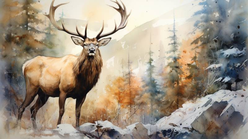 Watercolor painting elk in the woords aerial picture amazing featuring the benefits wild of mountains on la watercolorpaintingelkstylewillem