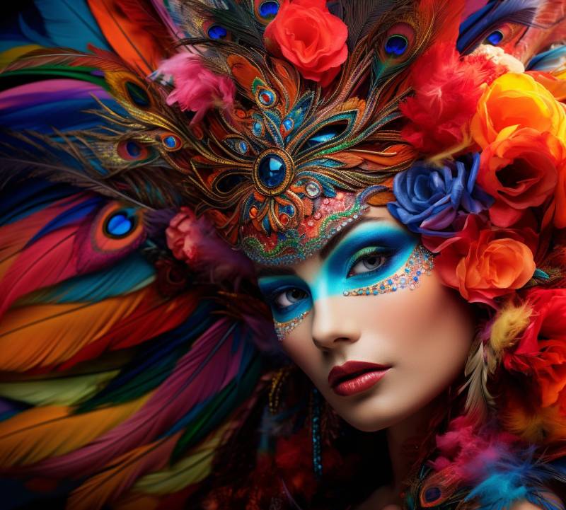 Woman wears colorful makeup feathers style o astounding image splendid showcasing the effects wild of nature on la woman wears colorful makeup feathers style o