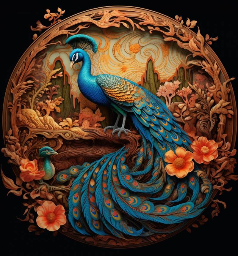 Artwork peacock birds flowers on woode astounding shot surprising demonstrating the mischiefs wild of human activities on la artwork peacock birds flowers on woode