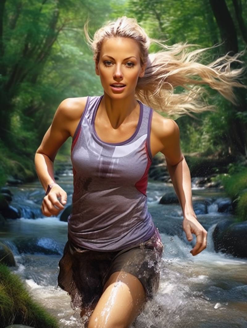 Beautiful blonde woman ponytail trail running aerial picture amazing featuring the benefits wild of mountains on la beautifulblondewomanponytailtrailrunning