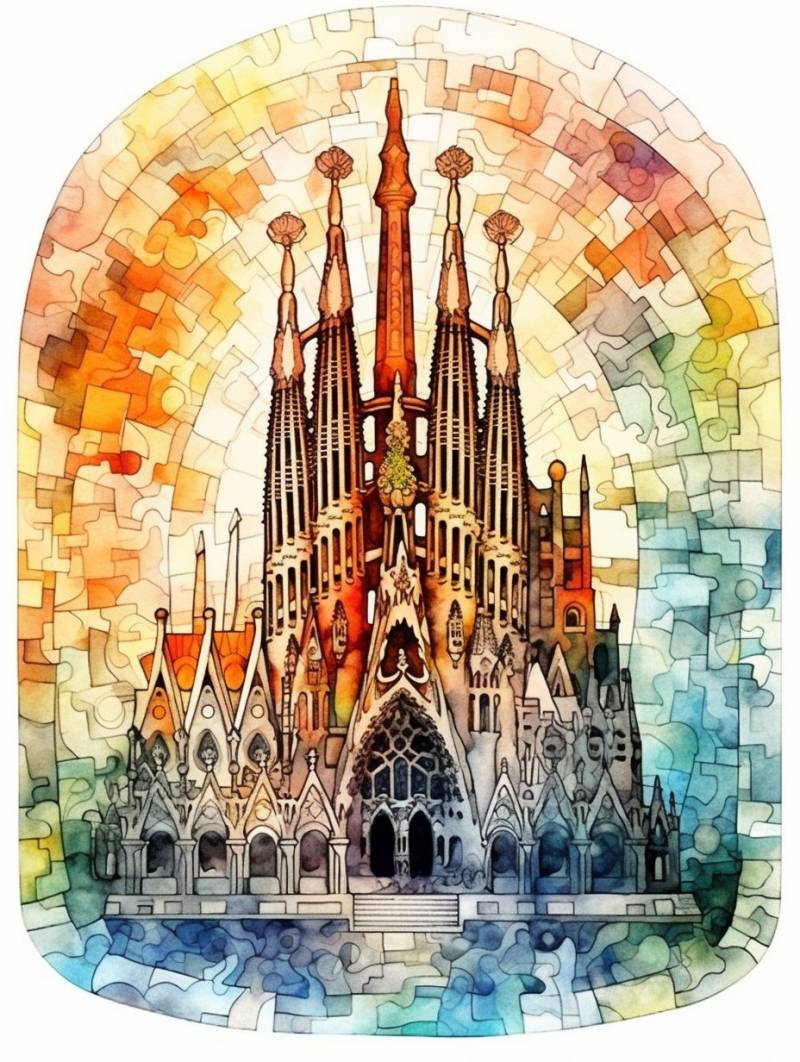 Bright color stained glass sagrada familia fantasy storyb astonishing shot surprising showing the state of wild of global warming on la bright color stained glass sagrada familia fantasy storyb