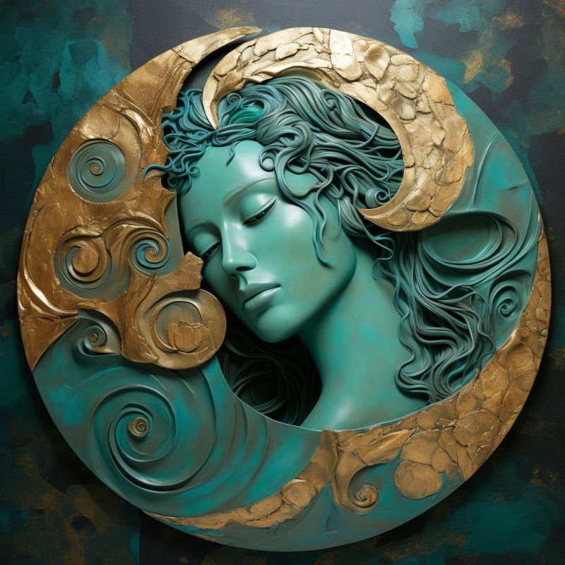 Bronze gold turquoise mix bas relief carved fluorescen accurate picture amazing demonstrating the mischiefs wild of human activities on la  bronze gold turquoise mix bas relief carved fluorescen