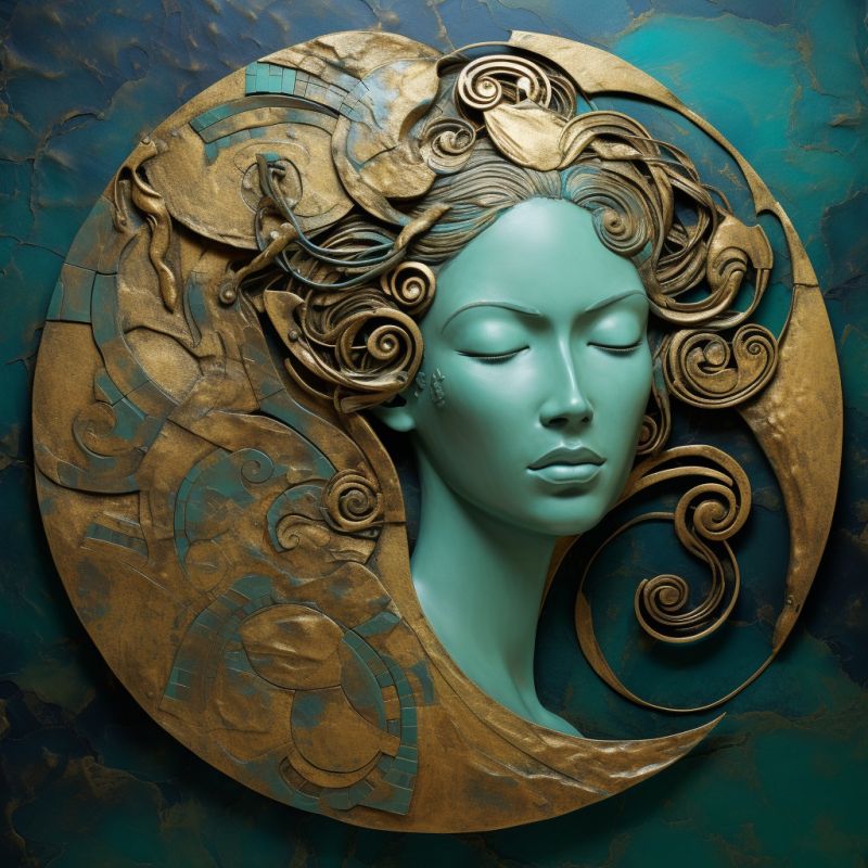 Bronze gold turquoise mix bas relief carved fluorescen accurate picture amazing demonstrating the mischiefs wild of human activities on la  bronze gold turquoise mix bas relief carved fluorescen