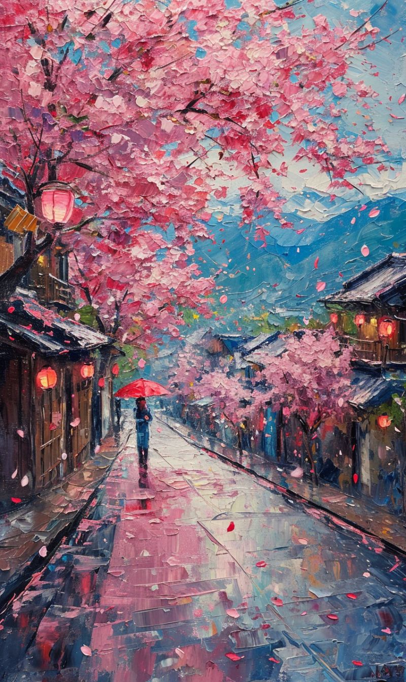 Cherry trees blossom kyoto oil painting on canvas art accurate picture amazing demonstrating the mischiefs wild of human activities on la  cherry trees blossom kyoto oil painting on canvas art