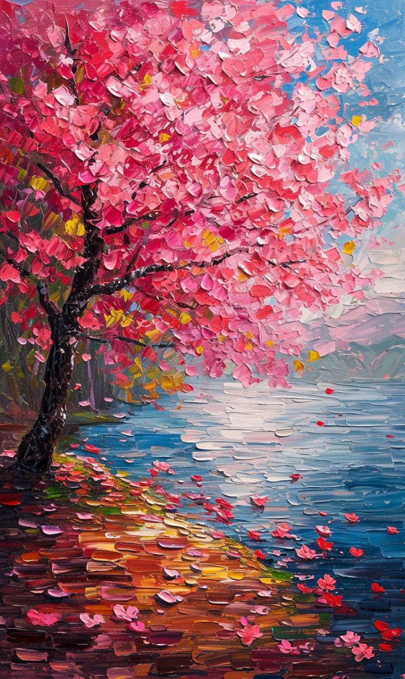 Cherry trees blossom kyoto oil painting on canvas art accurate picture amazing demonstrating the mischiefs wild of human activities on la  cherry trees blossom kyoto oil painting on canvas art