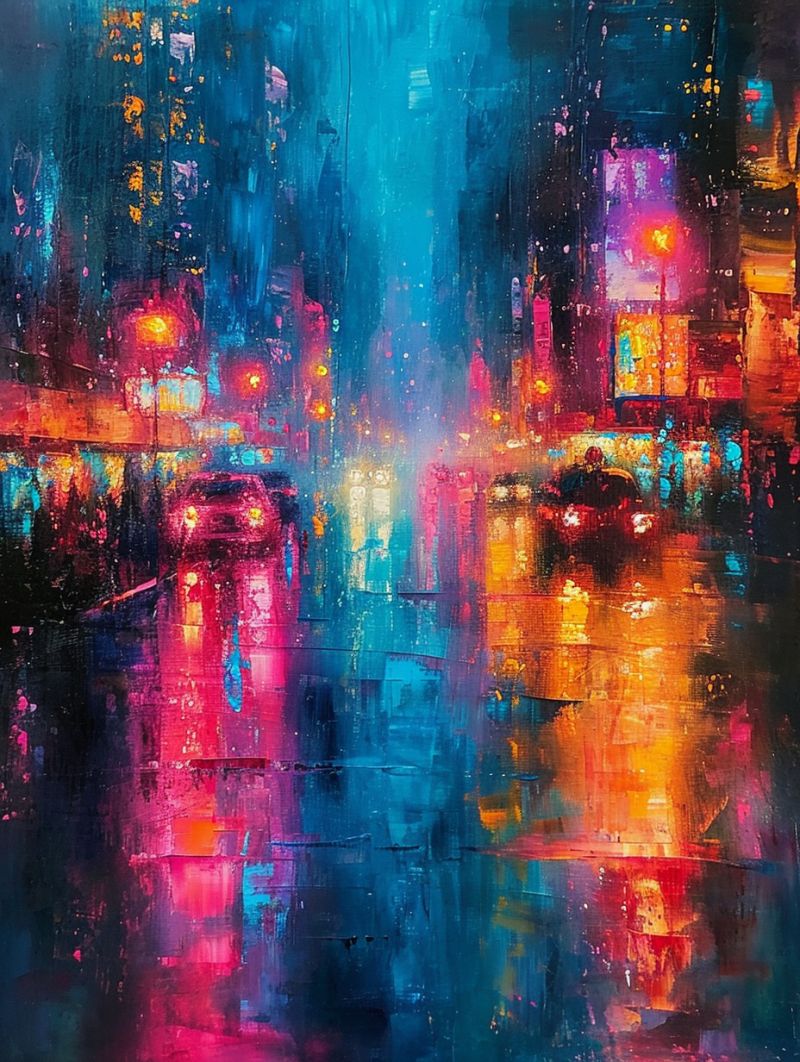 City lights bokeh oil painting on canvas accurate picture amazing demonstrating the mischiefs wild of human activities on la  city lights bokeh oil painting on canvas