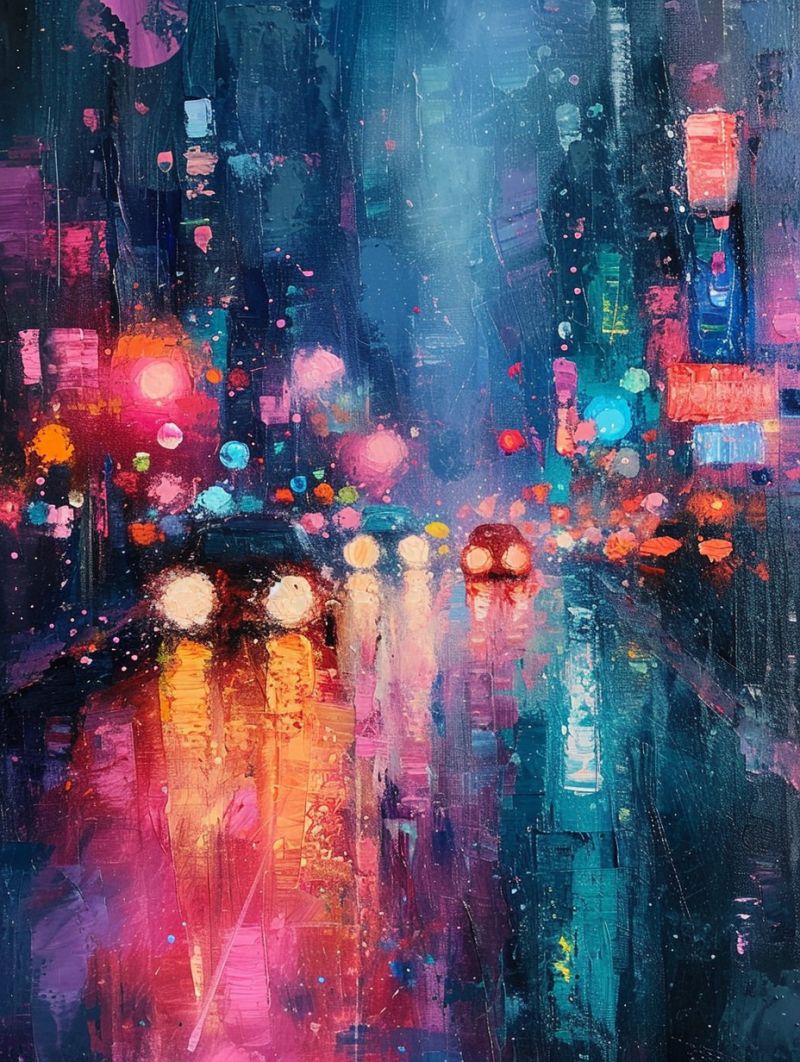 City lights bokeh oil painting on canvas accurate picture amazing demonstrating the mischiefs wild of human activities on la  city lights bokeh oil painting on canvas