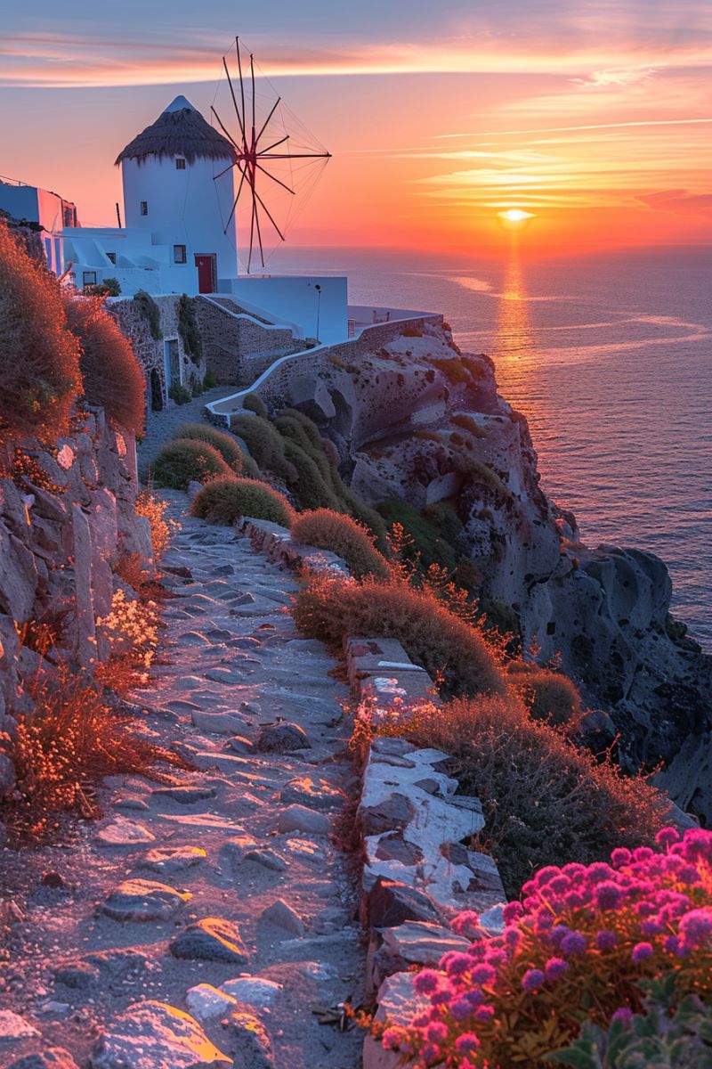 Fira santorin after sunset village windmills accurate picture amazing demonstrating the mischiefs wild of human activities on la  fira santorin after sunset village windmills