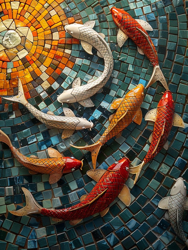 Mozaic wall koi fishes sun beams image picture accurate picture amazing demonstrating the mischiefs wild of human activities on la  mozaic wall koi fishes sun beams