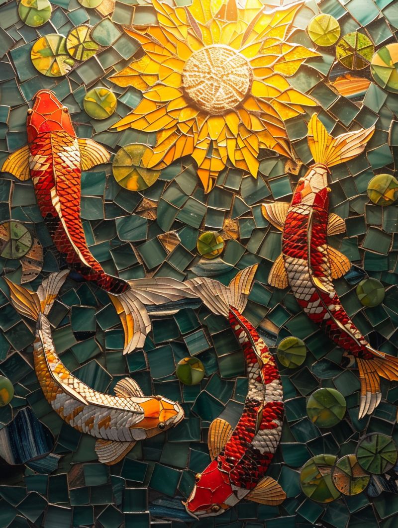 Mozaic wall koi fishes sun beams image picture accurate picture amazing demonstrating the mischiefs wild of human activities on la  mozaic wall koi fishes sun beams