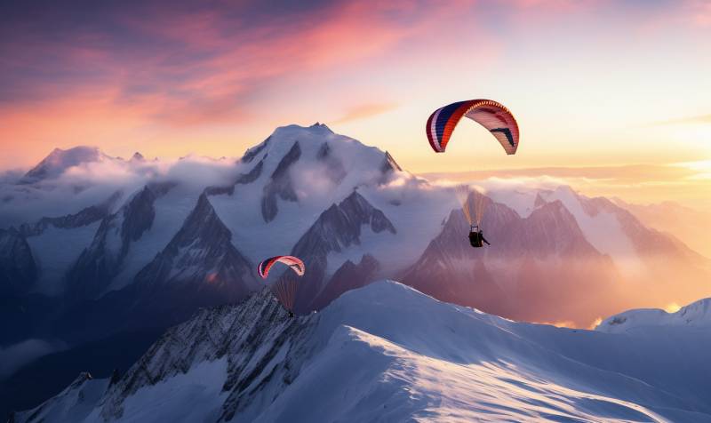 Paraglidersmontblancsunset image picture aerial picture amazing featuring the benefits wild of mountains on la paraglidersmontblancsunset