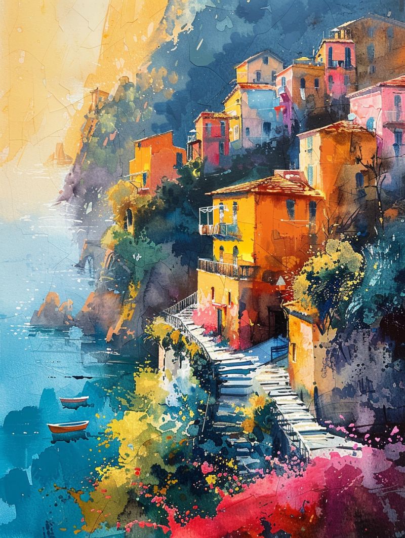 Positano waterpainting gold accents image accurate picture amazing demonstrating the mischiefs wild of human activities on la  positano waterpainting gold accents