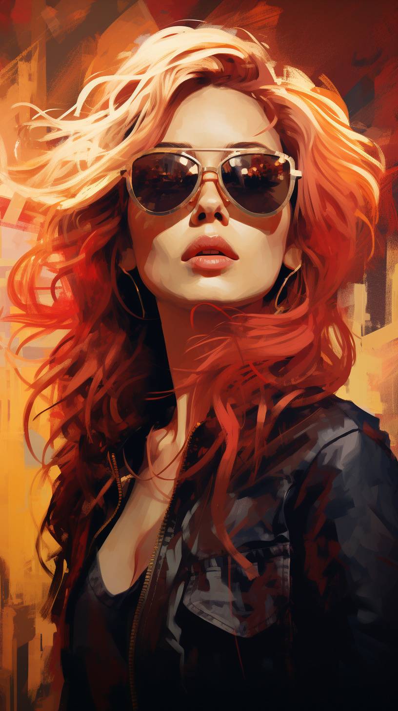 Portrait girl sunglasses in the sun girl sunglasses poster