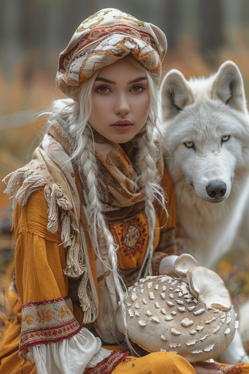 Psychedelic wizard woman sorcerer dresses white wolf accurate picture amazing demonstrating the mischiefs wild of human activities on la  psychedelic wizard woman sorcerer dresses white wolf