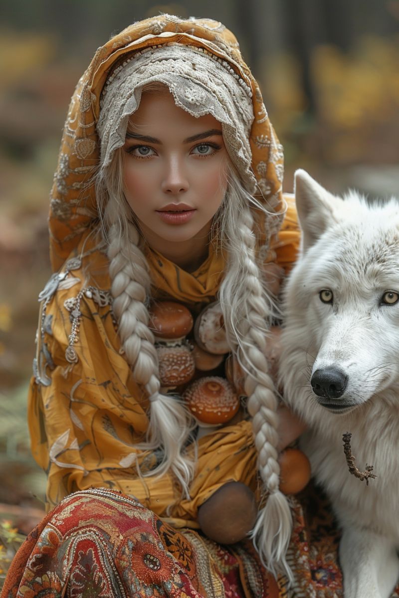 Psychedelic wizard woman sorcerer dresses white wolf accurate picture amazing demonstrating the mischiefs wild of human activities on la  psychedelic wizard woman sorcerer dresses white wolf