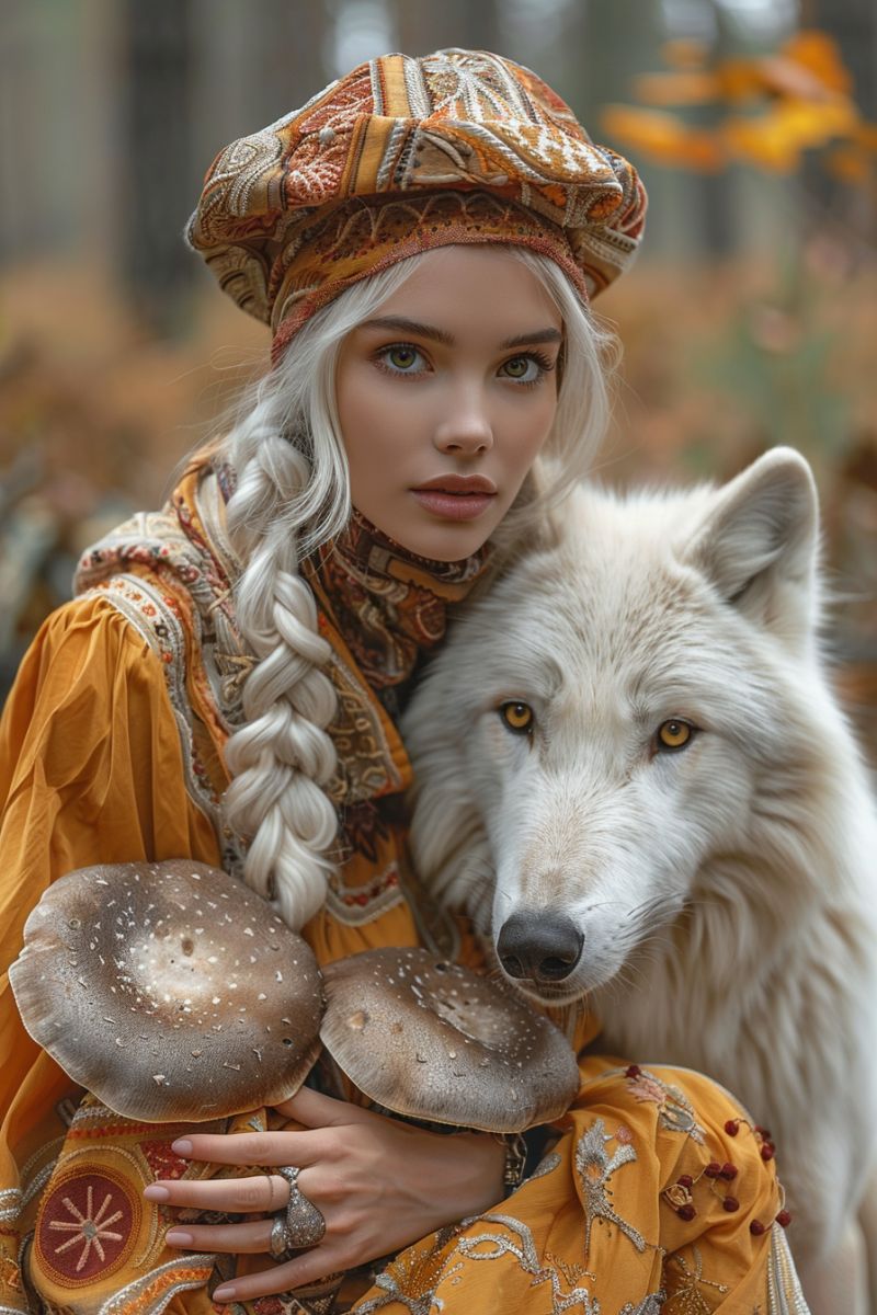 Psychedelic wizard woman sorcerer dresses white wolf accurate picture amazing demonstrating the mischiefs wild of human activities on la  psychedelic wizard woman sorcerer dresses white wolf