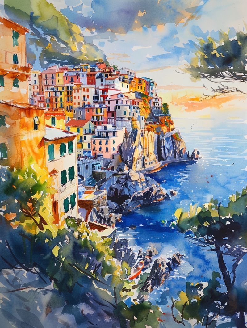 Riomaggiore waterpainting sunset sea image accurate picture amazing demonstrating the mischiefs wild of human activities on la  riomaggiore waterpainting sunset sea