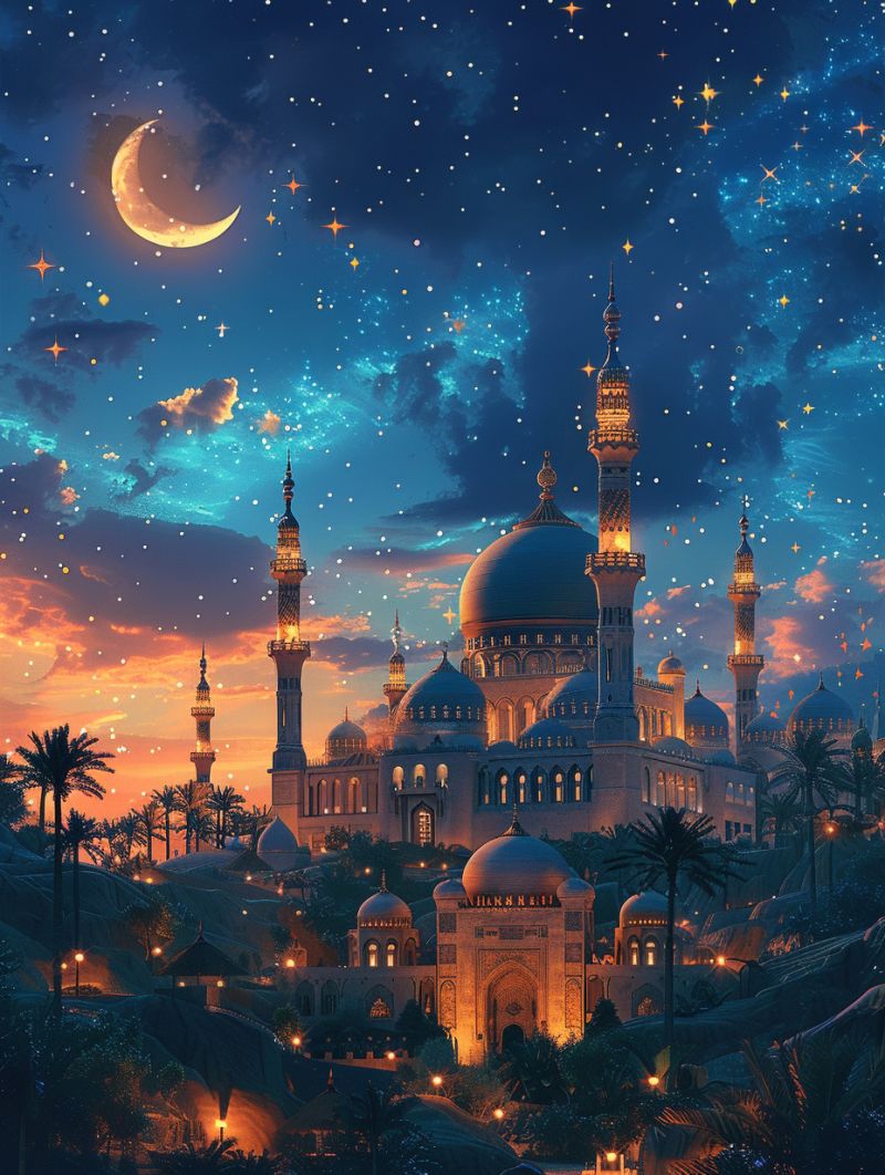 Roofs arab city night palace moon crescen aaa accurate picture amazing demonstrating the mischiefs wild of human activities on la  roofs arab city night palace moon crescen aaa