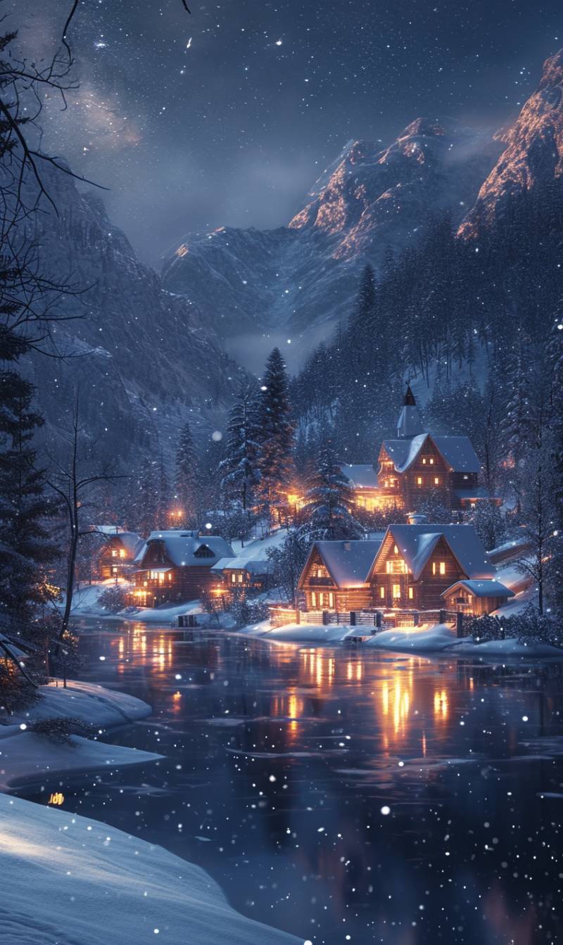 Snowy mountain village night stars oeaky mountains lak accurate picture amazing demonstrating the mischiefs wild of human activities on la  snowy mountain village night stars oeaky mountains lak