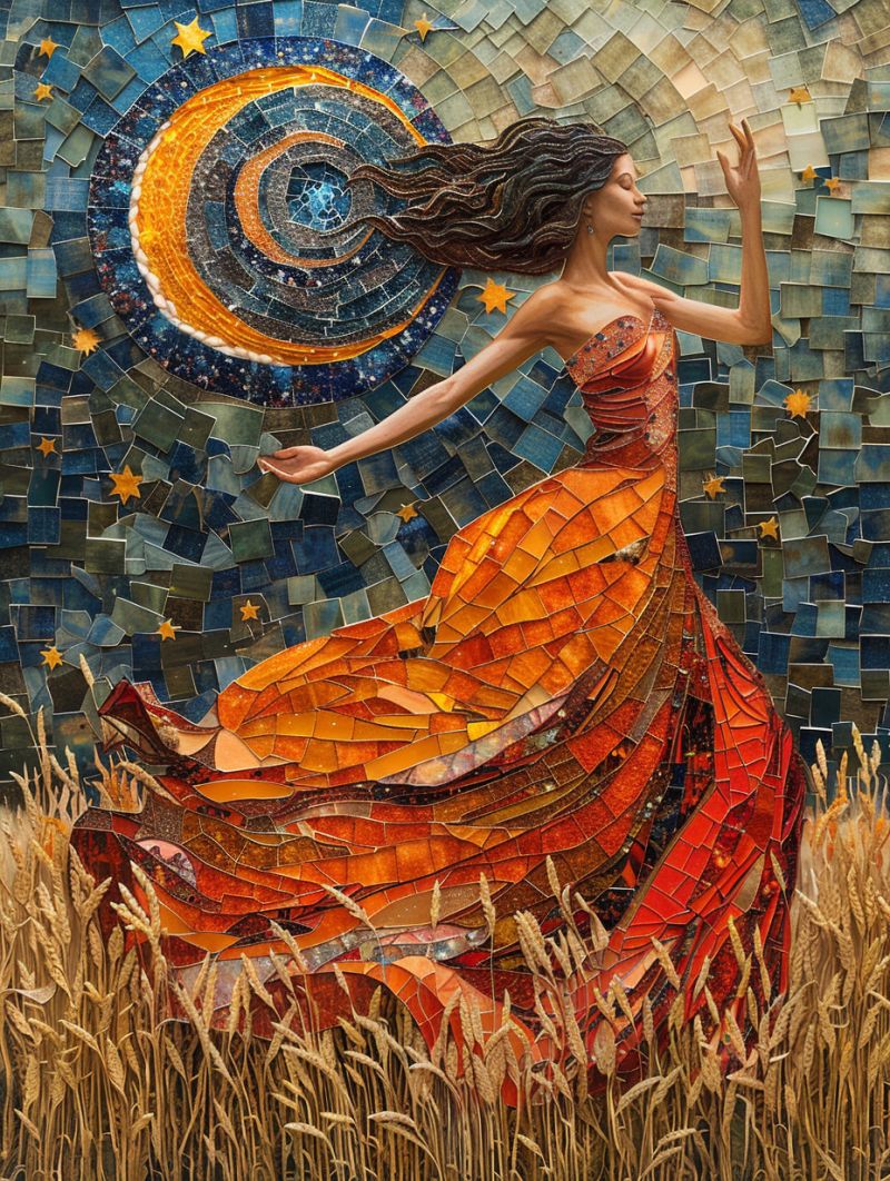 Stars sun moon mosaic spiral dancer silky dress aaa accurate picture amazing demonstrating the mischiefs wild of human activities on la  stars sun moon mosaic spiral dancer silky dress aaa