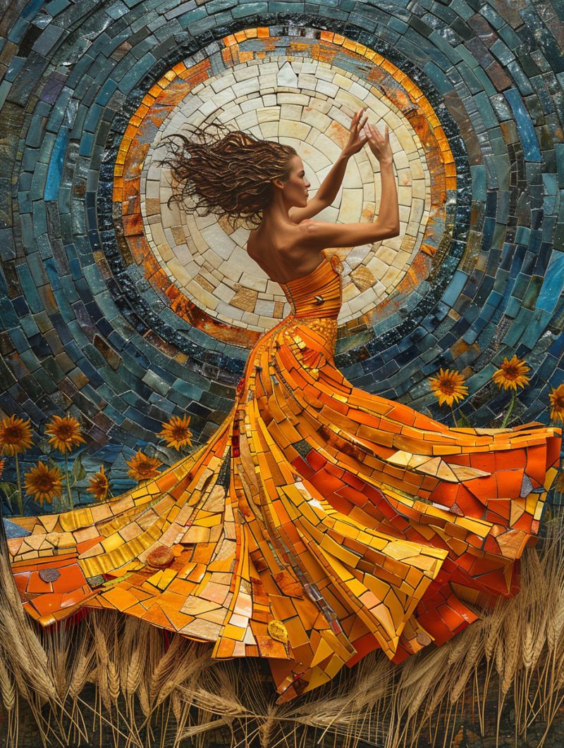 Stars sun moon mosaic spiral dancer silky dress aaa accurate picture amazing demonstrating the mischiefs wild of human activities on la  stars sun moon mosaic spiral dancer silky dress aaa