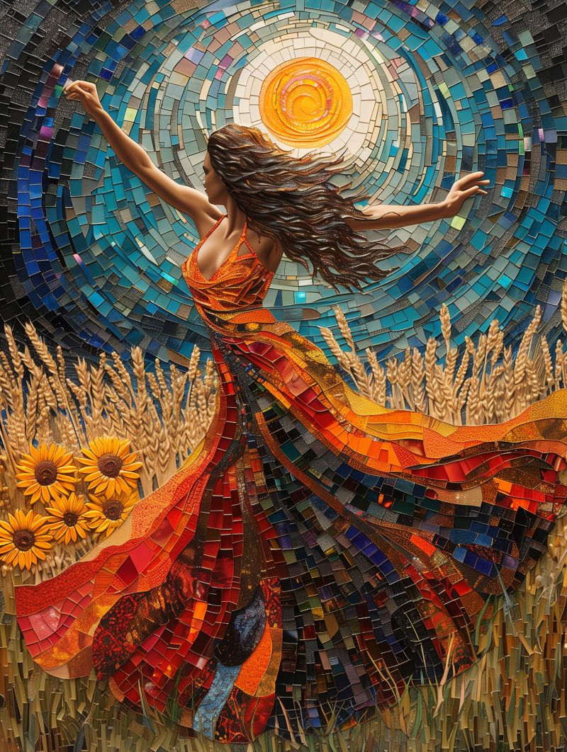 Stars sun moon mosaic spiral dancer silky dress aaa accurate picture amazing demonstrating the mischiefs wild of human activities on la  stars sun moon mosaic spiral dancer silky dress aaa