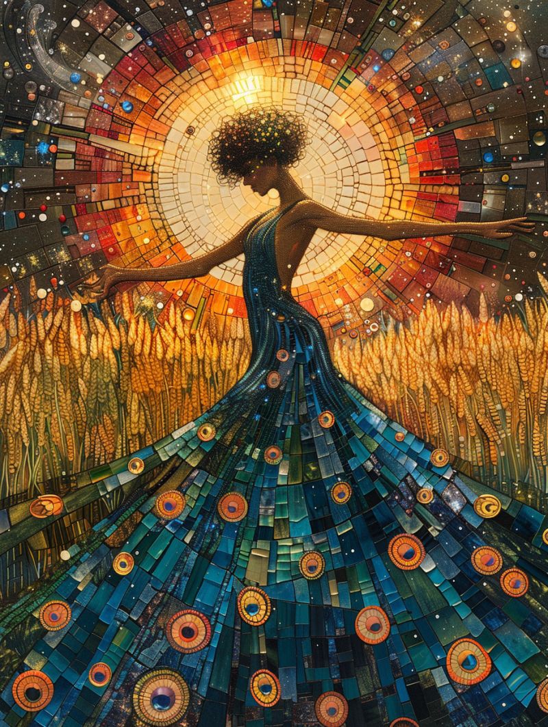 Sun dancer silky dress wheat peacock stars pointillis accurate picture amazing demonstrating the mischiefs wild of human activities on la  sun dancer silky dress wheat peacock stars pointillis