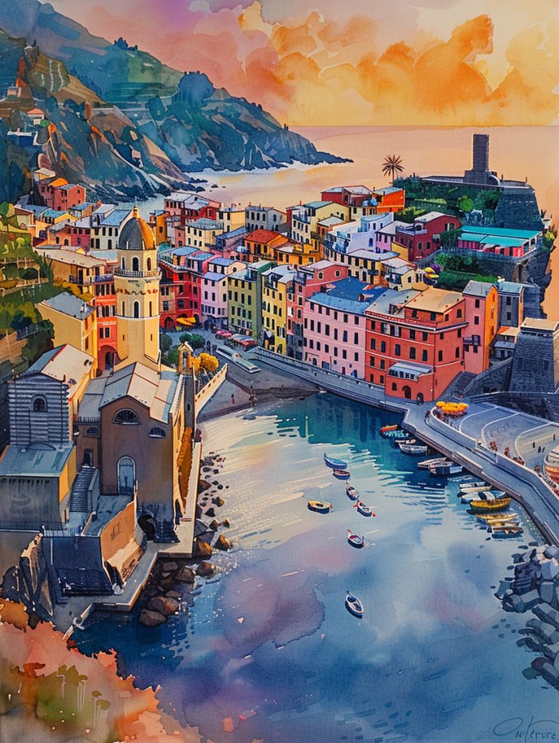 Sunset vernazza waterpainting image picture accurate picture amazing demonstrating the mischiefs wild of human activities on la  sunset vernazza waterpainting