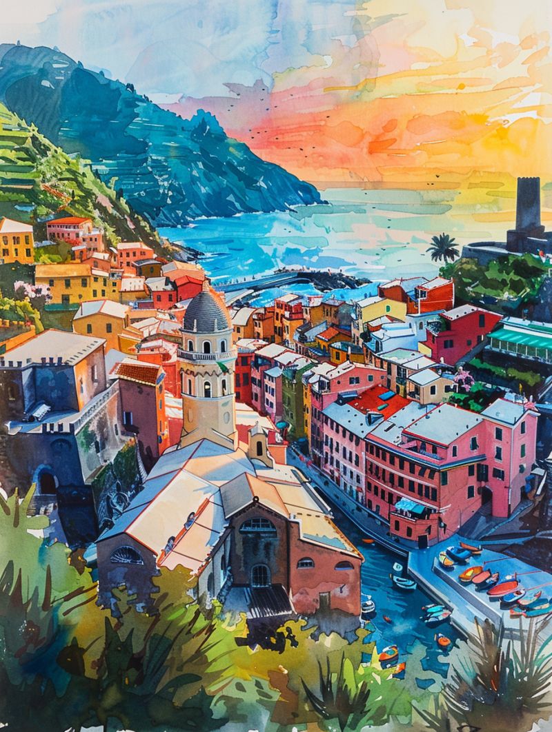 Sunset vernazza waterpainting image picture accurate picture amazing demonstrating the mischiefs wild of human activities on la  sunset vernazza waterpainting