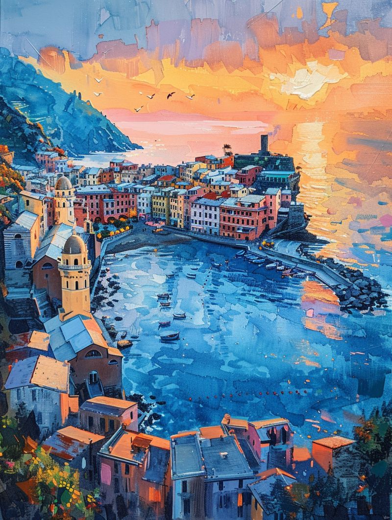 Sunset vernazza waterpainting image picture accurate picture amazing demonstrating the mischiefs wild of human activities on la  sunset vernazza waterpainting