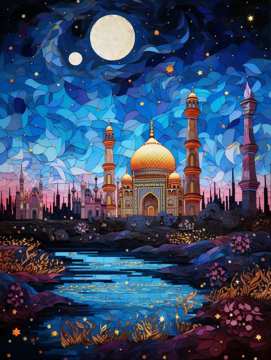 Taj Mahal Fantasy with stary sky Taj Mahal Fantasy with stary sky