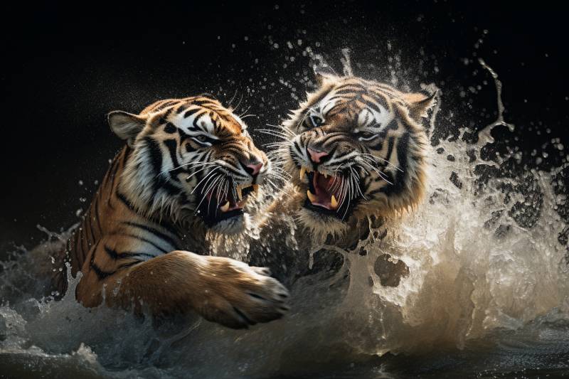 Two tigers fighting in water two tigers fighting in water