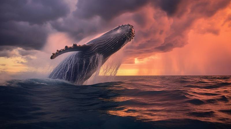 Tropical storm clouds sunset whale blowing into air astounding image splendid demonstrating the mischiefs wild of human activities on la tropical storm clouds sunset whale blowing into air