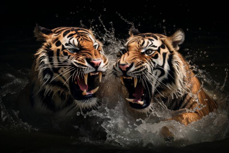 Two tigers fighting in water two tigers fighting in water