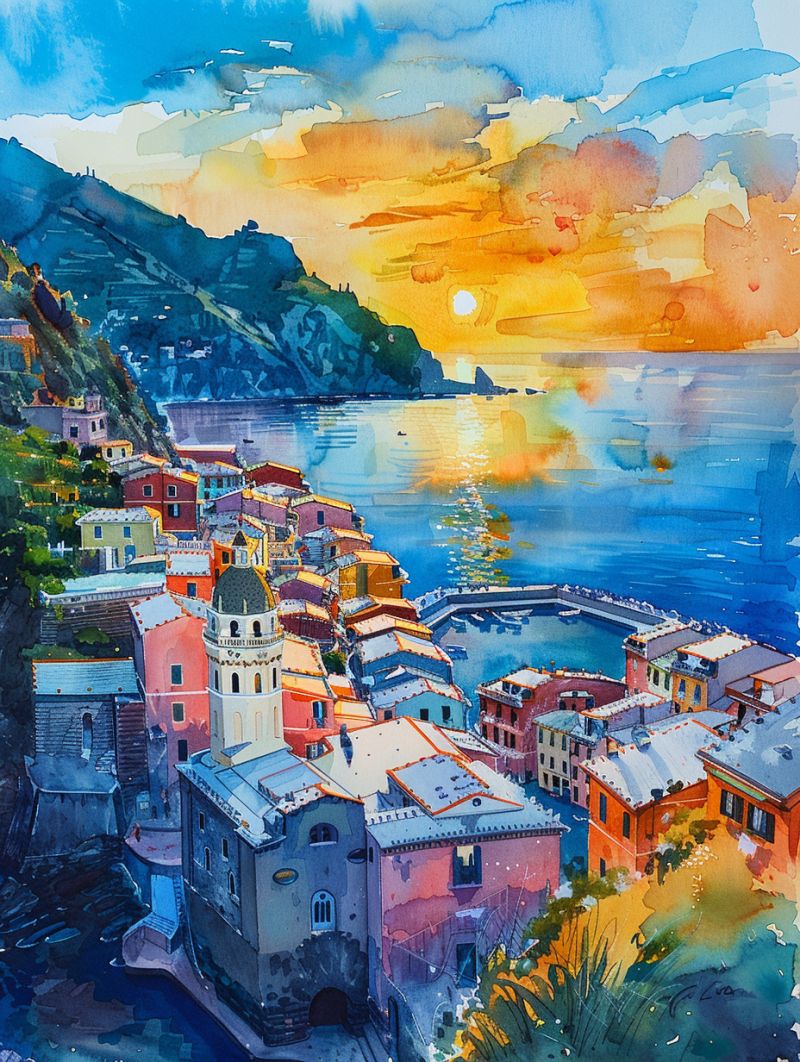 Vernazza waterpainting sunset image picture accurate picture amazing demonstrating the mischiefs wild of human activities on la  vernazza waterpainting sunset