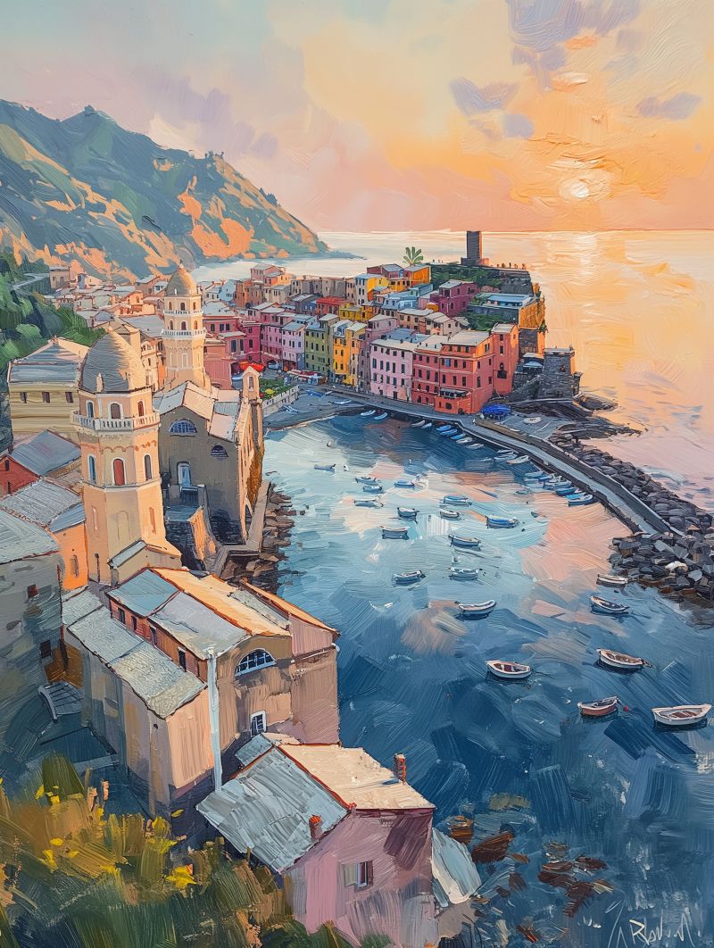 Vernazza waterpainting sunset image picture accurate picture amazing demonstrating the mischiefs wild of human activities on la  vernazza waterpainting sunset