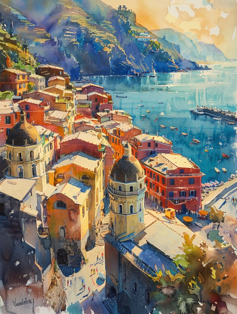 Vernazza waterpainting sunset image picture accurate picture amazing demonstrating the mischiefs wild of human activities on la  vernazza waterpainting sunset