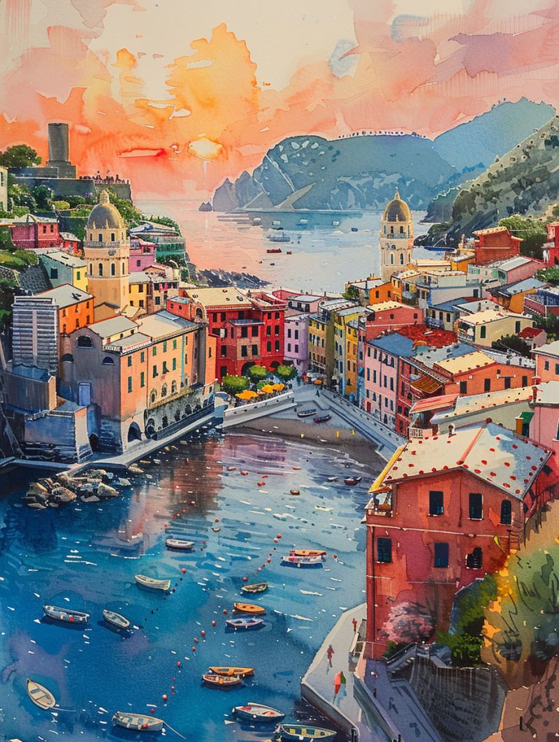 Vernazza waterpainting sunset image picture accurate picture amazing demonstrating the mischiefs wild of human activities on la  vernazza waterpainting sunset