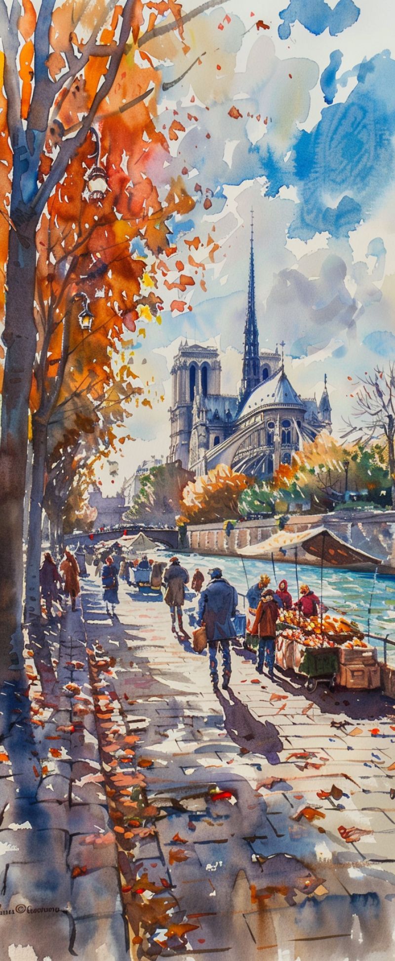 Watercolor dappled sunlight on seine river marke accurate picture amazing demonstrating the mischiefs wild of human activities on la  watercolor dappled sunlight on seine river marke