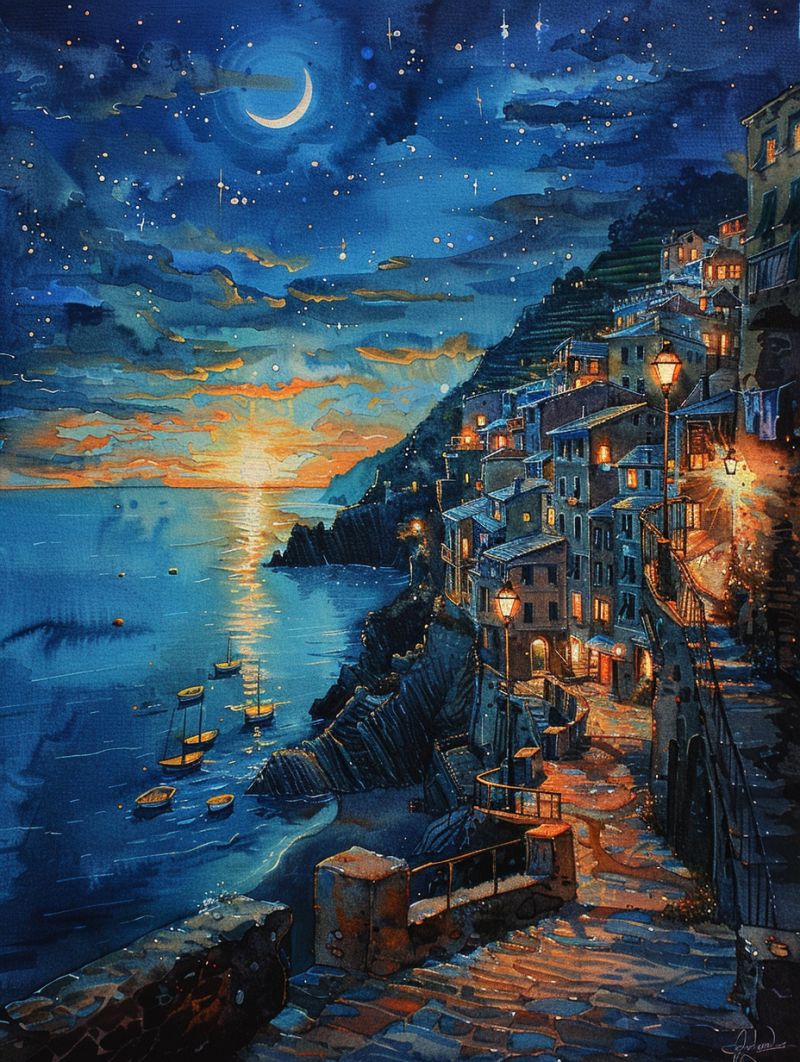 Waterpainting vernazza after sunset street accurate picture amazing demonstrating the mischiefs wild of human activities on la  waterpainting vernazza after sunset street